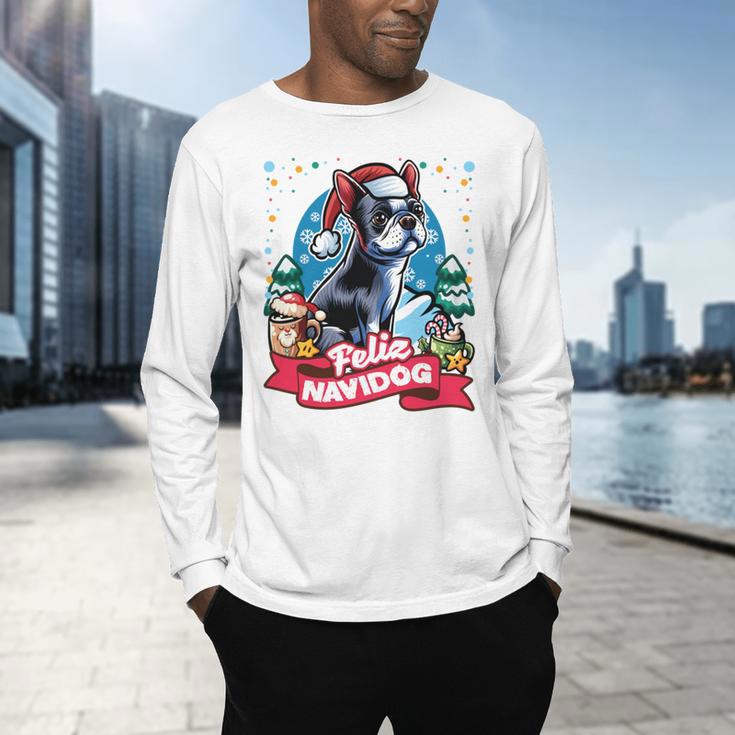 Boston Terrier Santa Claus Coffee Mug Merry Christmas Dogs Men's Long Sleeve T-Shirt, gift for family, gift for coworker