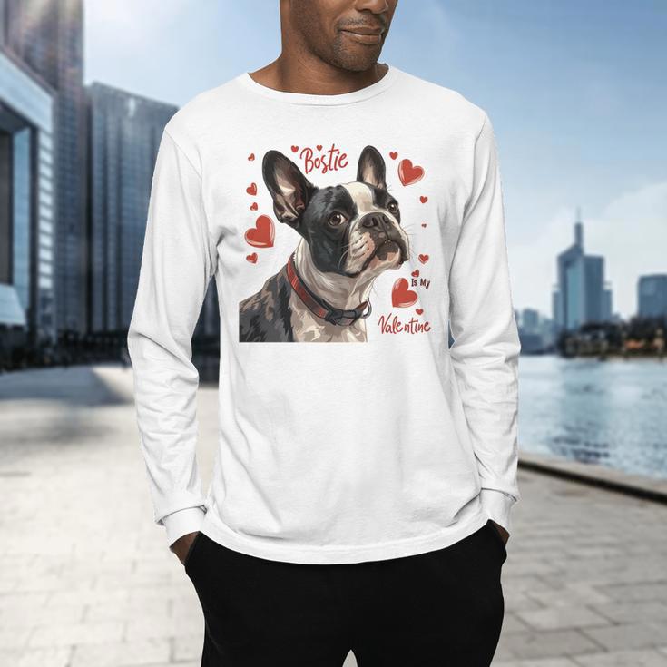 Boston Terrier Is My Valentine Cute Pet Dog Owner Valentine Men's Long Sleeve T-Shirt, gift for family, gift for coworker