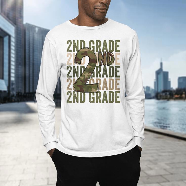 Camo Team 2nd Grade Squad Back To School Teacher Kids Boys Men's Long Sleeve T-Shirt, gift for family, gift for coworker