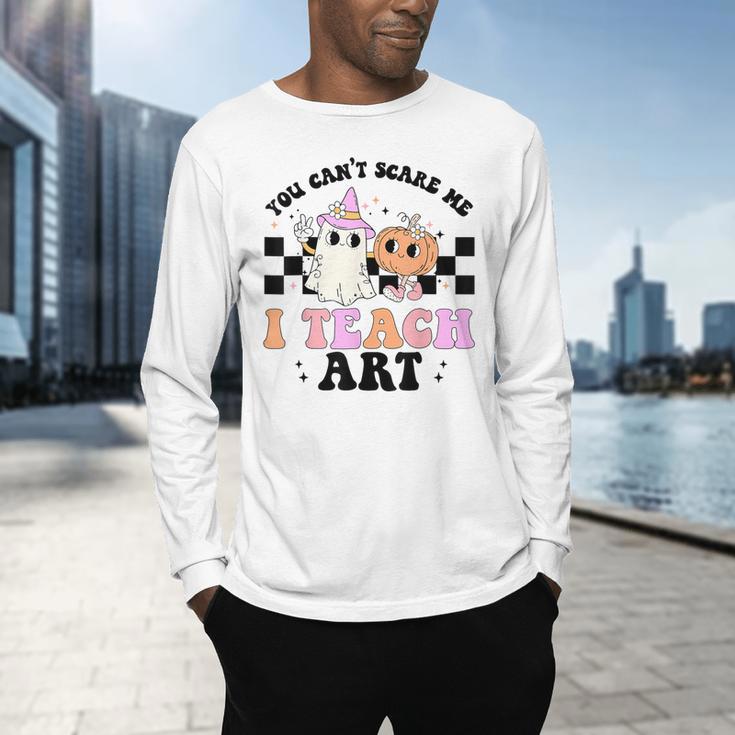 You Can't Scare Me I Teach Art Retro Teacher Ghost Halloween Men's Long Sleeve T-Shirt, gift for family, gift for coworker You Can't Scare Me I Teach Art Retro Teacher Ghost Halloween Men's Long Sleeve T-Shirt, gift for family, gift for coworker