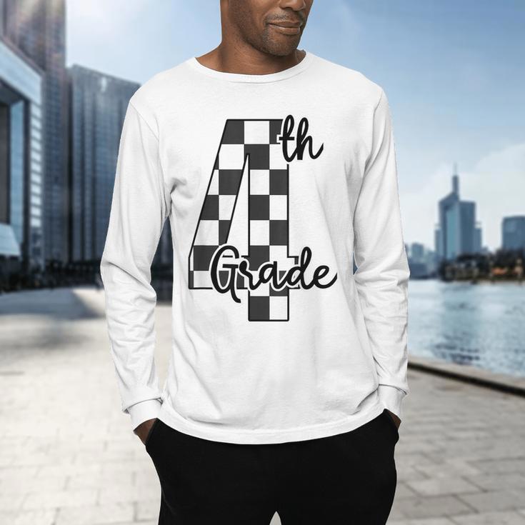 Checkered Fourth Grade Back To School Teachers Students Men's Long Sleeve T-Shirt, gift for family, gift for coworker Checkered Fourth Grade Back To School Teachers Students Men's Long Sleeve T-Shirt, gift for family, gift for coworker