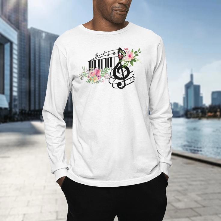 Cut Music Teacher Shirt With a Piano Keys Notes And Flowers Men's Long Sleeve T-Shirt, gift for family, gift for coworker Cut Music Teacher Shirt With a Piano Keys Notes And Flowers Men's Long Sleeve T-Shirt, gift for family, gift for coworker