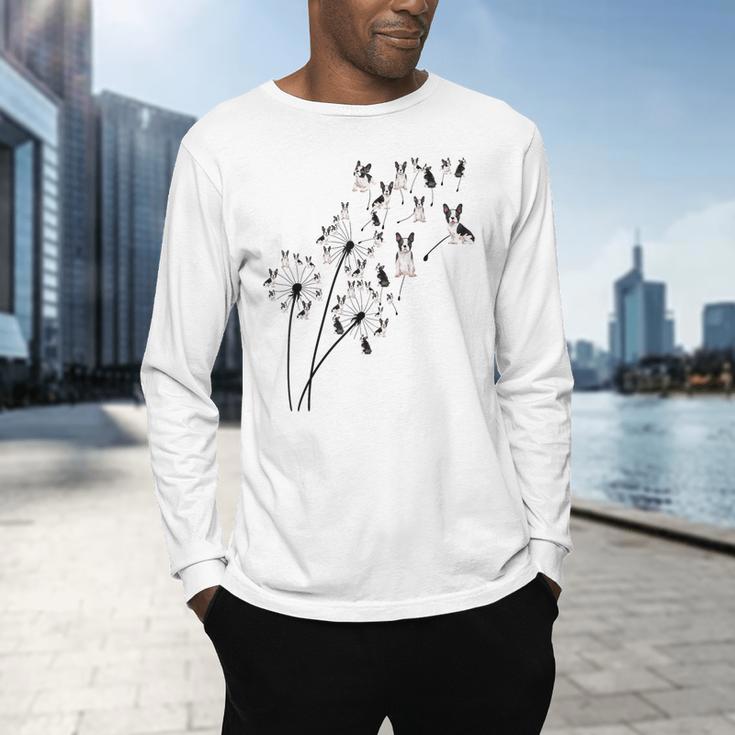 Dandelion Boston Terrier Flower Floral Bostie Tree Men's Long Sleeve T-Shirt, gift for family, gift for coworker
