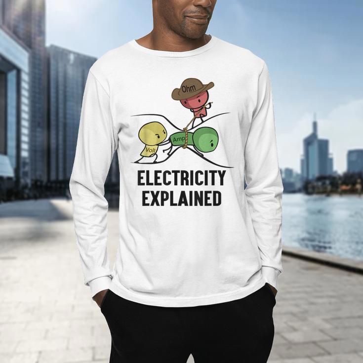 Electricity Explained Physics Nerd I Teacher School Men's Long Sleeve T-Shirt, gift for family, gift for coworker Electricity Explained Physics Nerd I Teacher School Men's Long Sleeve T-Shirt, gift for family, gift for coworker