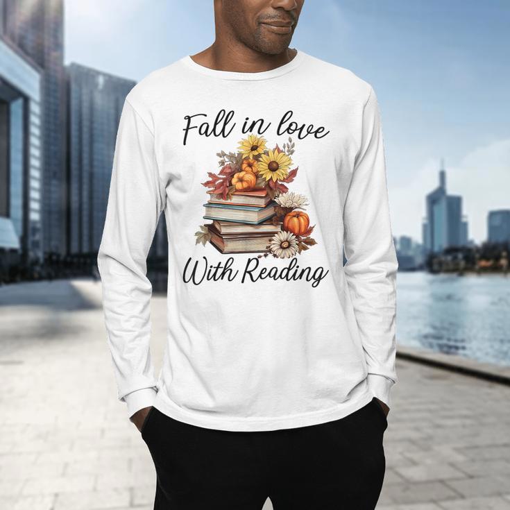 Fall In Love With Reading Book Autumn Teachers Pumpkins Men's Long Sleeve T-Shirt, gift for family, gift for coworker Fall In Love With Reading Book Autumn Teachers Pumpkins Men's Long Sleeve T-Shirt, gift for family, gift for coworker