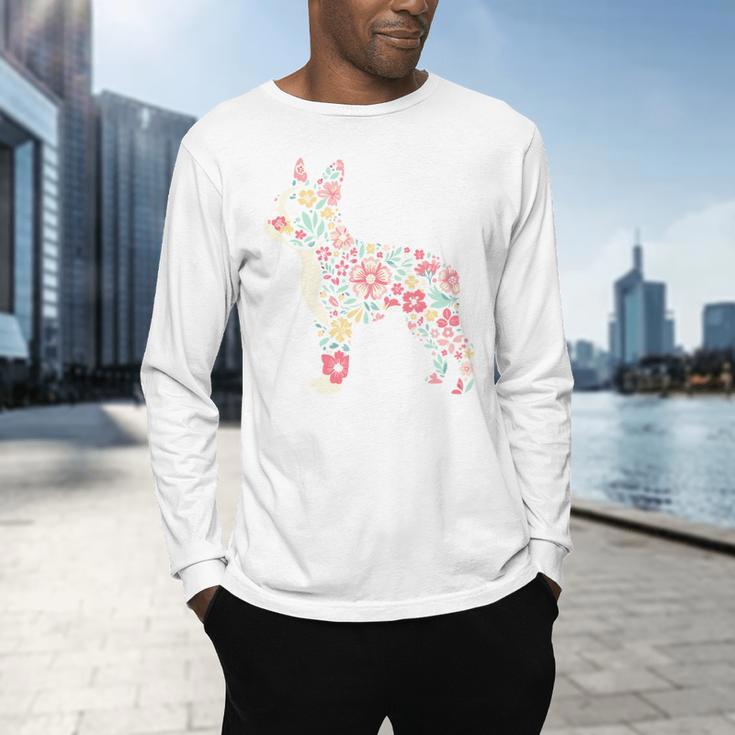 Floral FLower Boston Terrier Mom Grandma Men's Long Sleeve T-Shirt, gift for family, gift for coworker