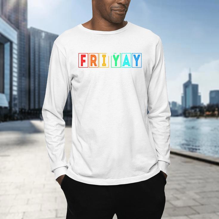 Happy Fri Yay Teacher Friday Men's Long Sleeve T-Shirt, gift for family, gift for coworker