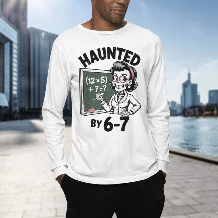 Haunted 67 Skeleton Math Teacher Halloween Costume Math Pun Men's Long Sleeve T-Shirt, gift for family, gift for coworker Haunted 67 Skeleton Math Teacher Halloween Costume Math Pun Men's Long Sleeve T-Shirt, gift for family, gift for coworker