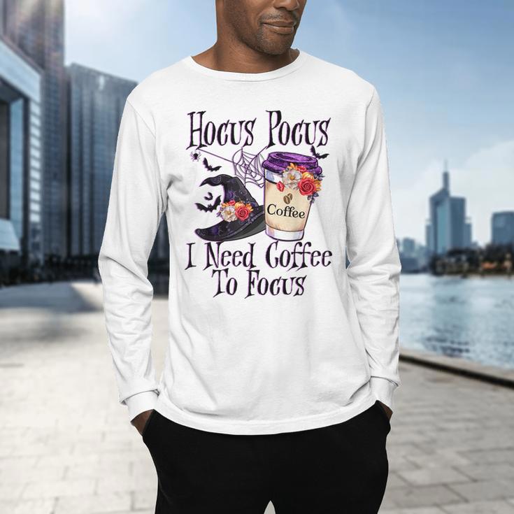 Hocus Pocus I Need Coffee To Focus Halloween Teacher Men's Long Sleeve T-Shirt, gift for family, gift for coworker Hocus Pocus I Need Coffee To Focus Halloween Teacher Men's Long Sleeve T-Shirt, gift for family, gift for coworker