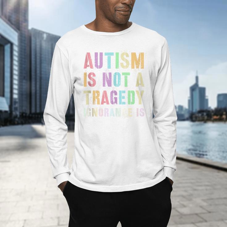 Kids AUTISM IS NOT A TRAGEDY IGNORANCE IS Proud Teacher Crew Men's Long Sleeve T-Shirt, gift for family, gift for coworker Kids AUTISM IS NOT A TRAGEDY IGNORANCE IS Proud Teacher Crew Men's Long Sleeve T-Shirt, gift for family, gift for coworker