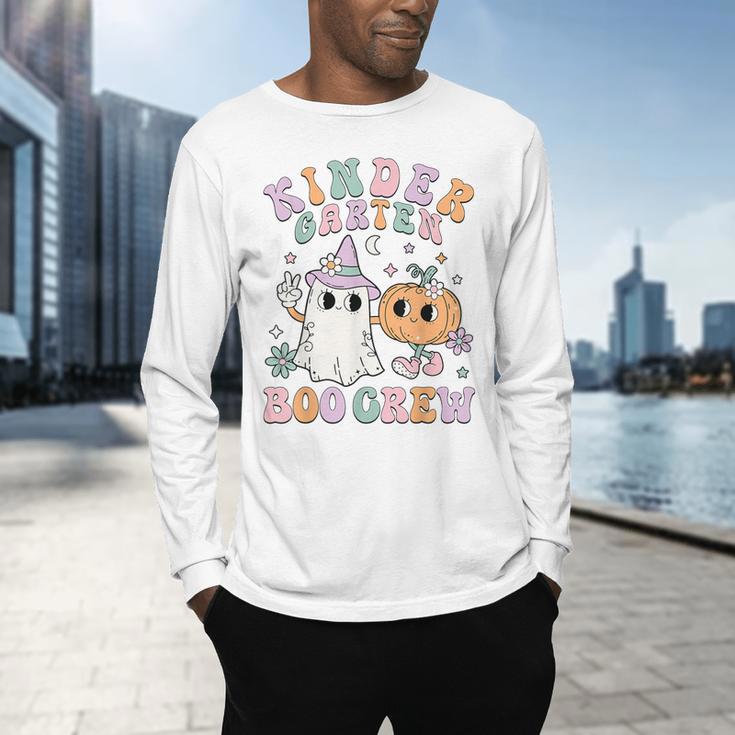 Kindergarten Boo Crew Halloween Floral Ghost Kinder Teacher Men's Long Sleeve T-Shirt, gift for family, gift for coworker Kindergarten Boo Crew Halloween Floral Ghost Kinder Teacher Men's Long Sleeve T-Shirt, gift for family, gift for coworker