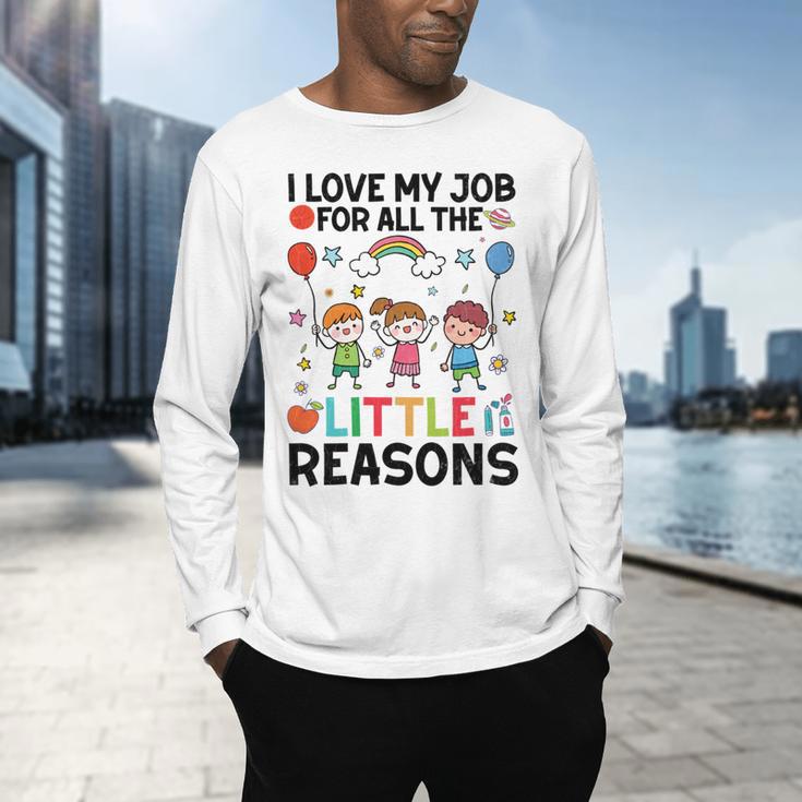 Love Job For Little Reasons Daycare Teacher Graphic Men's Long Sleeve T-Shirt, gift for family, gift for coworker