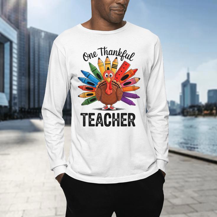 One Thankful Teacher Thanksgiving TurkeyCute Pencil Men's Long Sleeve T-Shirt, gift for family, gift for coworker