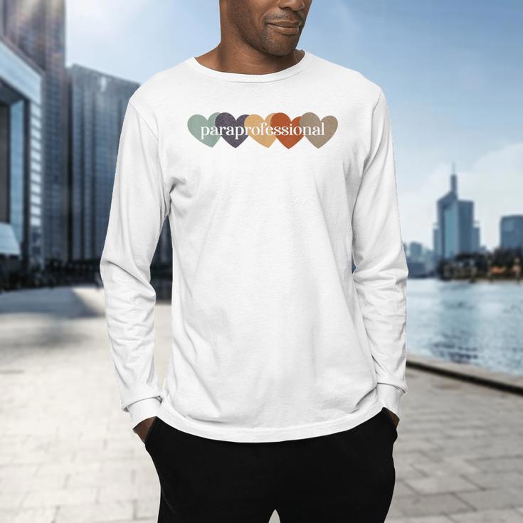 Paraprofessional Teacher Hearts Back To School Teach Rainbow Men Women Kids Men's Long Sleeve T-Shirt, gift for family, gift for coworker Paraprofessional Teacher Hearts Back To School Teach Rainbow Men Women Kids Men's Long Sleeve T-Shirt, gift for family, gift for coworker
