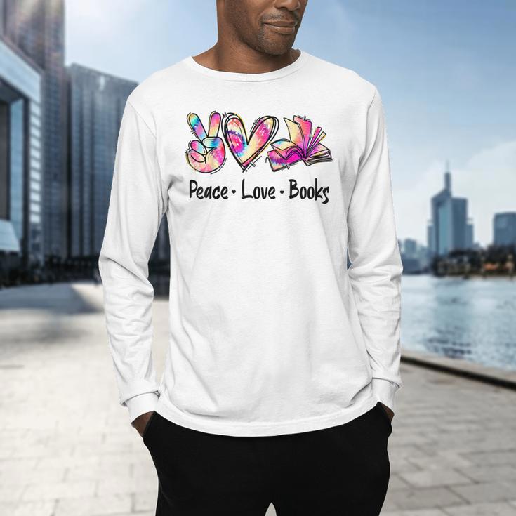 Peace Love Books Librarian Teacher Life Book Library Tie Dye Men's Long Sleeve T-Shirt, gift for family, gift for coworker Peace Love Books Librarian Teacher Life Book Library Tie Dye Men's Long Sleeve T-Shirt, gift for family, gift for coworker