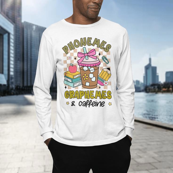 Phonemes Graphemes Caffeine Back To School Reading Teacher Men's Long Sleeve T-Shirt, gift for family, gift for coworker Phonemes Graphemes Caffeine Back To School Reading Teacher Men's Long Sleeve T-Shirt, gift for family, gift for coworker
