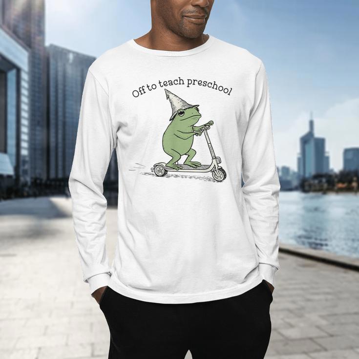 Pre K Grade Teacher Frog Back To School Preschool Men's Long Sleeve T-Shirt, gift for family, gift for coworker