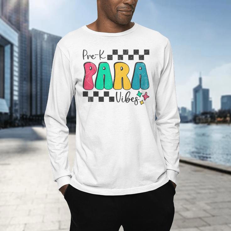 Pre-K Paraprofessional Teacher Back To School Vibes Men's Long Sleeve T-Shirt, gift for family, gift for coworker