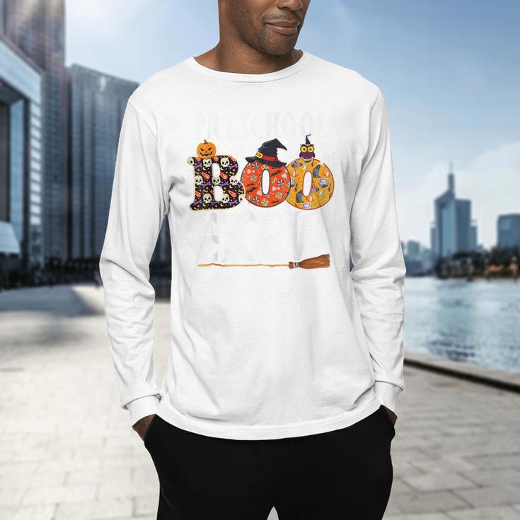 Preschool Boo Crew Teacher Halloween Men's Long Sleeve T-Shirt, gift for family, gift for coworker
