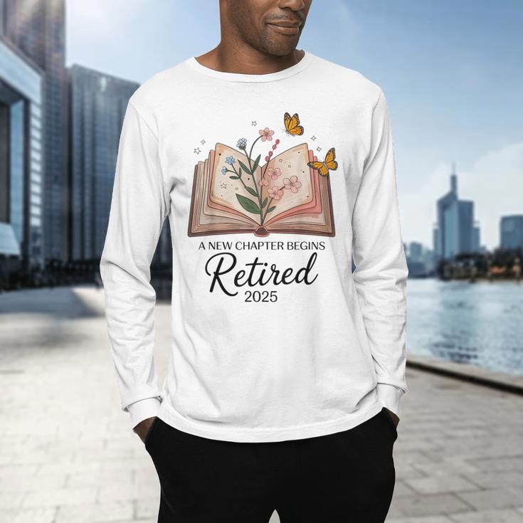 Retired 2025 A New Chapter Begins Retirement Teacher Book Men's Long Sleeve T-Shirt, gift for family, gift for coworker Retired 2025 A New Chapter Begins Retirement Teacher Book Men's Long Sleeve T-Shirt, gift for family, gift for coworker