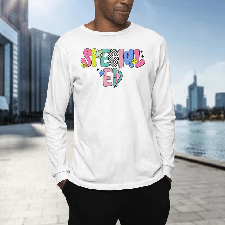 Retro Checkered Special Education Teacher Back To School Men's Long Sleeve T-Shirt, gift for family, gift for coworker Retro Checkered Special Education Teacher Back To School Men's Long Sleeve T-Shirt, gift for family, gift for coworker