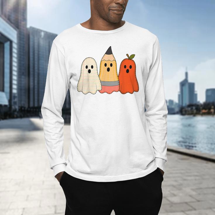Retro Pencil Ghost Boo Spooky Teacher Halloween Costume Men's Long Sleeve T-Shirt, gift for family, gift for coworker Retro Pencil Ghost Boo Spooky Teacher Halloween Costume Men's Long Sleeve T-Shirt, gift for family, gift for coworker