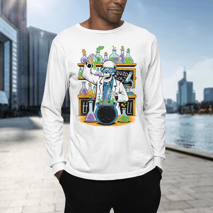 Skeleton Mad Scientist Halloween Costume Science Teacher Men's Long Sleeve T-Shirt, gift for family, gift for coworker Skeleton Mad Scientist Halloween Costume Science Teacher Men's Long Sleeve T-Shirt, gift for family, gift for coworker