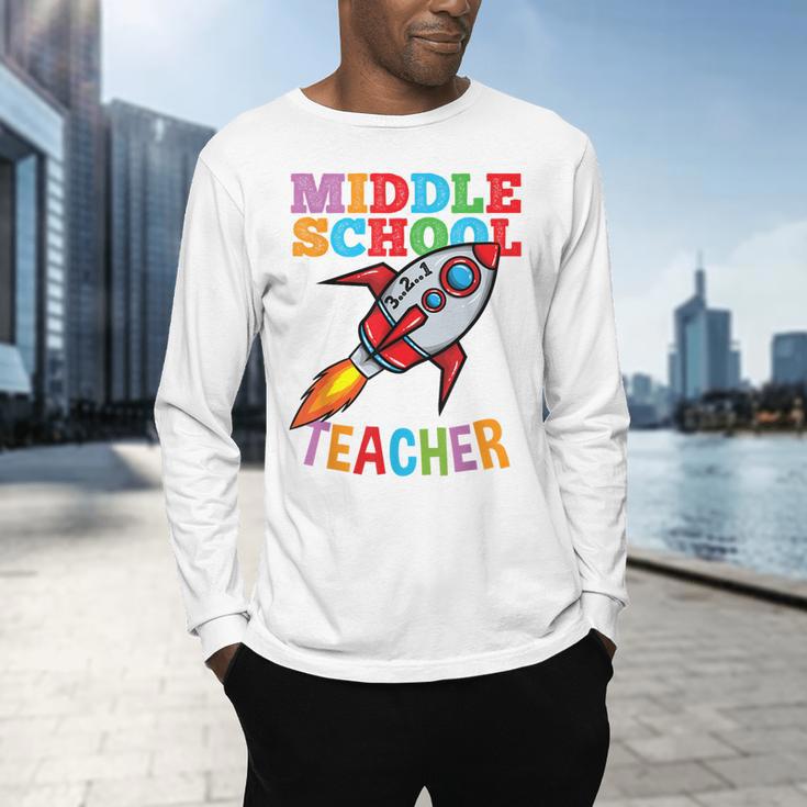 Space Middle School Teacher Back To School Men Women Kids Men's Long Sleeve T-Shirt, gift for family, gift for coworker