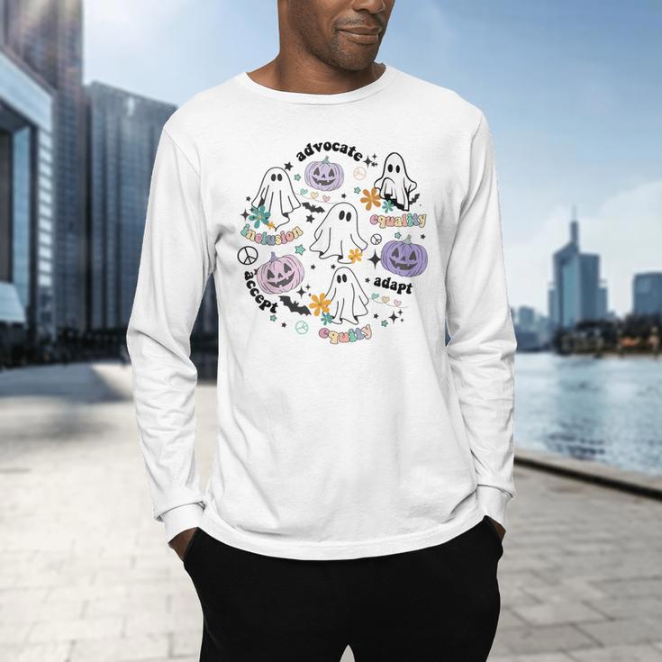 Special Education Teacher Halloween Pumpkin Ghost Inclusion Men's Long Sleeve T-Shirt, gift for family, gift for coworker