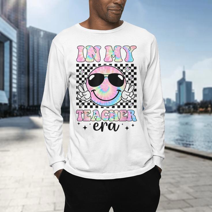 In My Teacher Era Groovy Tie Dye Back To School Cute Teacher Men's Long Sleeve T-Shirt, gift for family, gift for coworker