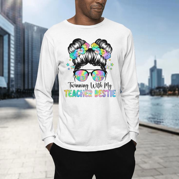 Twin Day Friends Teacher Twinning With My Bestie Men's Long Sleeve T-Shirt, gift for family, gift for coworker