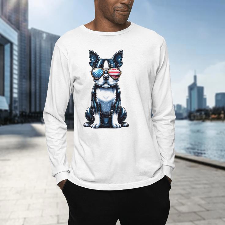 USA Flag Boston Terrier Best Dog Mom Ever 2025 Men's Long Sleeve T-Shirt, gift for family, gift for coworker