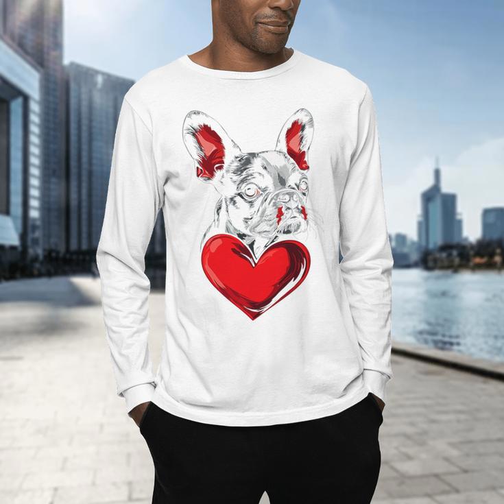 Valentine's Day Boston Terrier Dog Vector Men's Long Sleeve T-Shirt, gift for family, gift for coworker