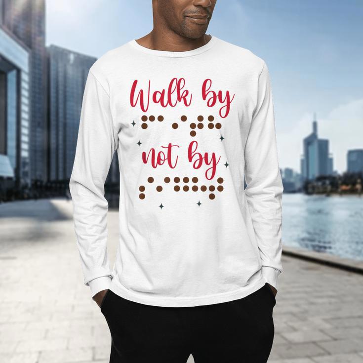 Visually Impaired Teacher Braille Bible Verse Walk By Faith Men's Long Sleeve T-Shirt, gift for family, gift for coworker Visually Impaired Teacher Braille Bible Verse Walk By Faith Men's Long Sleeve T-Shirt, gift for family, gift for coworker