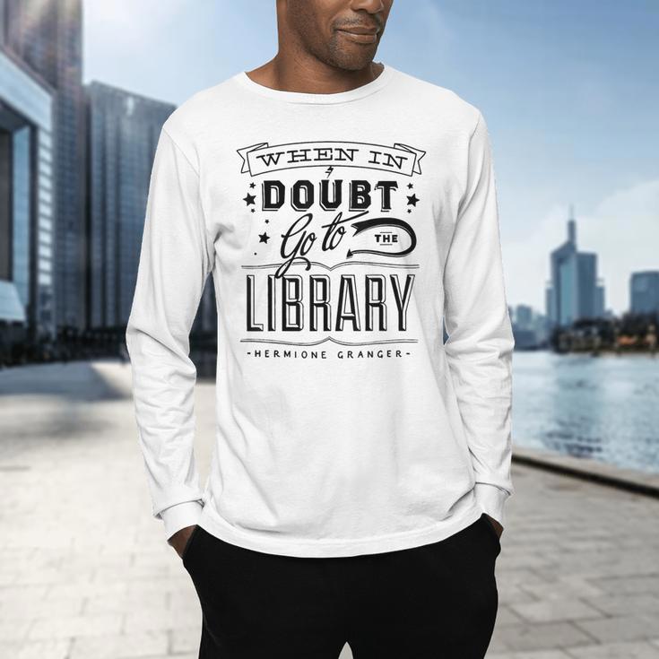 When In Doubt Go To The Library Teacher Vintage Book Lovers Men's Long Sleeve T-Shirt, gift for family, gift for coworker When In Doubt Go To The Library Teacher Vintage Book Lovers Men's Long Sleeve T-Shirt, gift for family, gift for coworker