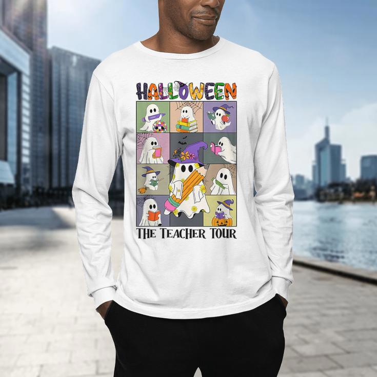 Women Halloween The Teacher Tour Ghosts Pencil Pumpkins Men's Long Sleeve T-Shirt, gift for family, gift for coworker