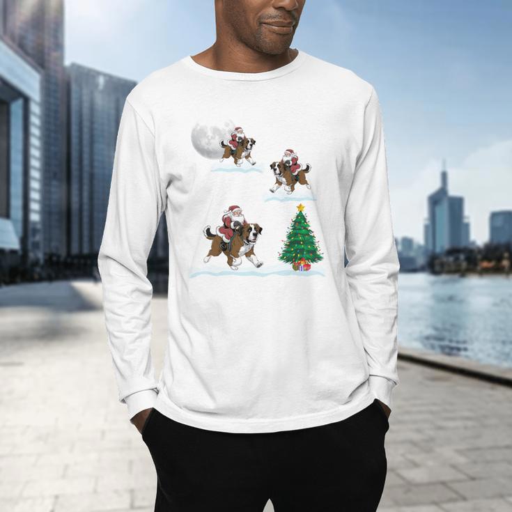 Xmas Lighting Tree Santa Riding Boston Terrier Christmas Men's Long Sleeve T-Shirt, gift for family, gift for coworker