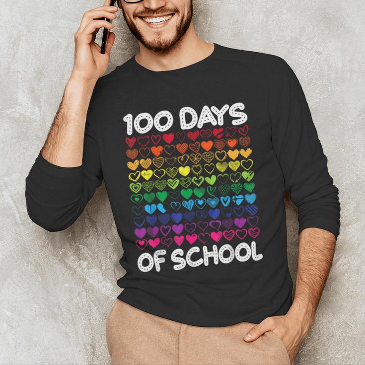 100 Days Of School Heart Love Teacher Or Student 100th Day Men's Long Sleeve T-Shirt, novelty gifts, funny gifts 100 Days Of School Heart Love Teacher Or Student 100th Day Men's Long Sleeve T-Shirt, novelty gifts, funny gifts