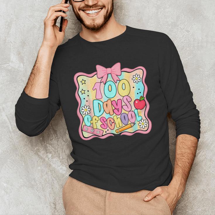 100 Days Of School Preppy 100th Day Of School Teacher Kids Men's Long Sleeve T-Shirt, novelty gifts, funny gifts 100 Days Of School Preppy 100th Day Of School Teacher Kids Men's Long Sleeve T-Shirt, novelty gifts, funny gifts