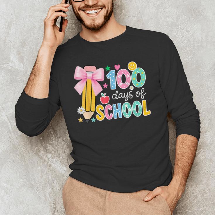 100 Days Of School Preppy 100th Day Of School Teachers Girls Men's Long Sleeve T-Shirt, novelty gifts, funny gifts 100 Days Of School Preppy 100th Day Of School Teachers Girls Men's Long Sleeve T-Shirt, novelty gifts, funny gifts