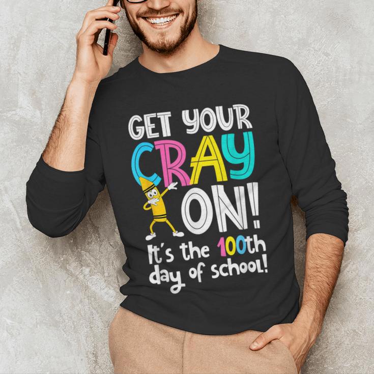 100th Day Of School Get Your Cray On Teacher Men's Long Sleeve T-Shirt, novelty gifts, funny gifts 100th Day Of School Get Your Cray On Teacher Men's Long Sleeve T-Shirt, novelty gifts, funny gifts