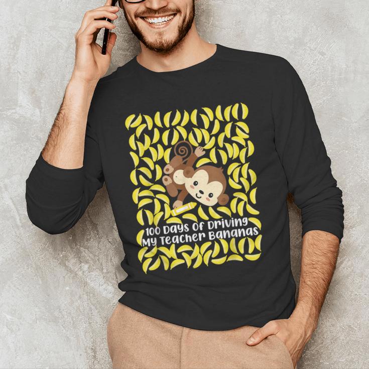 100th Day Of School Teacher Monkey Pun Banana For Men Women Girls Kids Men's Long Sleeve T-Shirt, novelty gifts, funny gifts