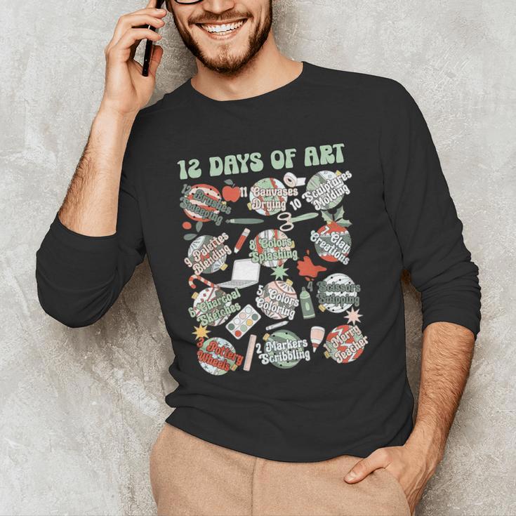 12 Days Of Art Teacher Christmas Artists Painter Educational Men's Long Sleeve T-Shirt, novelty gifts, funny gifts 12 Days Of Art Teacher Christmas Artists Painter Educational Men's Long Sleeve T-Shirt, novelty gifts, funny gifts