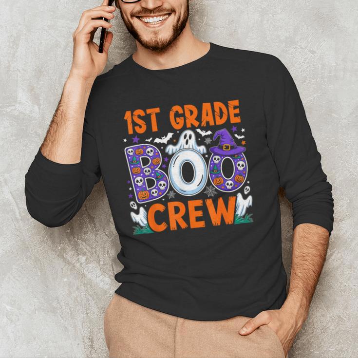 1st Grade Boo Crew First Grade Teacher Kids Happy Halloween Men's Long Sleeve T-Shirt, novelty gifts, funny gifts