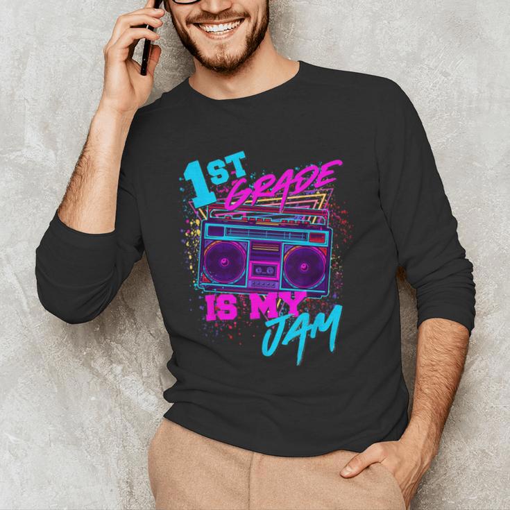 1st Grade Is My Jam Vintage 80s 80's Teacher Student Retro Men's Long Sleeve T-Shirt, novelty gifts, funny gifts 1st Grade Is My Jam Vintage 80s 80's Teacher Student Retro Men's Long Sleeve T-Shirt, novelty gifts, funny gifts