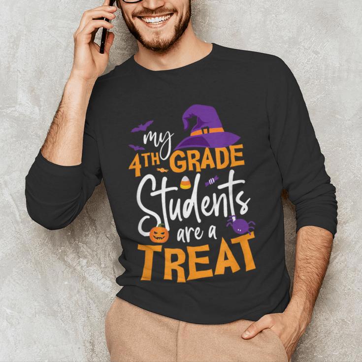 My 4th Grade Students Are a Treat Teacher Halloween Witch For Men Women Kids Men's Long Sleeve T-Shirt, novelty gifts, funny gifts My 4th Grade Students Are a Treat Teacher Halloween Witch For Men Women Kids Men's Long Sleeve T-Shirt, novelty gifts, funny gifts