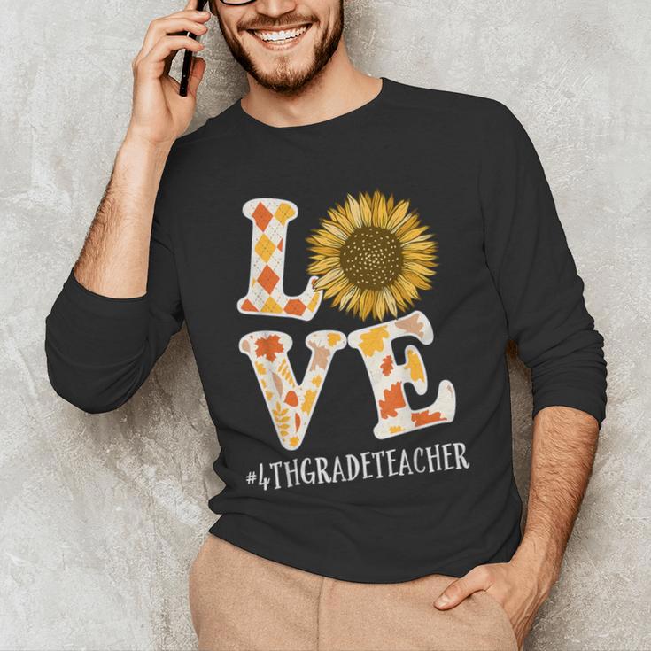 4th Grade Teacher Love Autumn Fall Sunflower Appreciation Men's Long Sleeve T-Shirt, novelty gifts, funny gifts