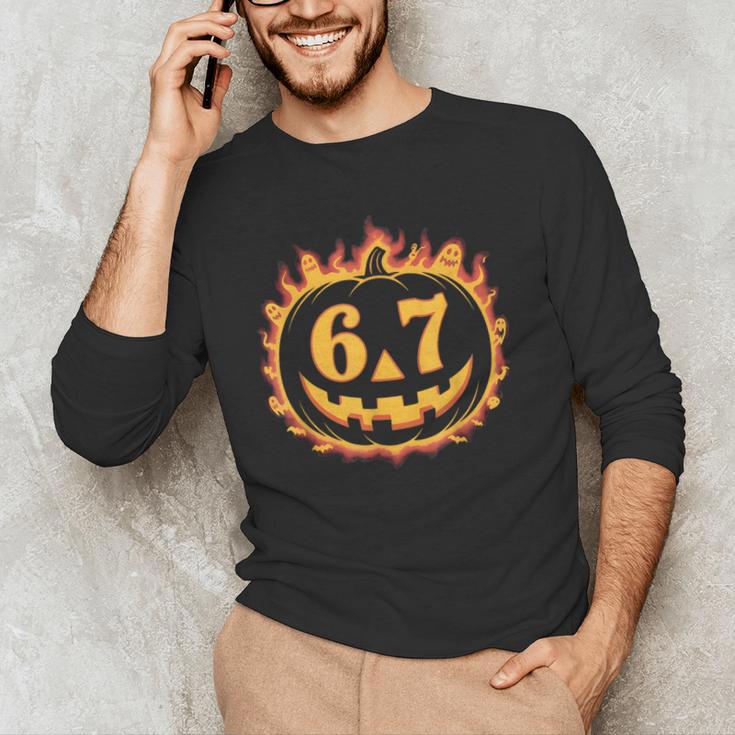 6 7 Meme Halloween Pumpkin Costume For Student Teacher Men's Long Sleeve T-Shirt, novelty gifts, funny gifts 6 7 Meme Halloween Pumpkin Costume For Student Teacher Men's Long Sleeve T-Shirt, novelty gifts, funny gifts
