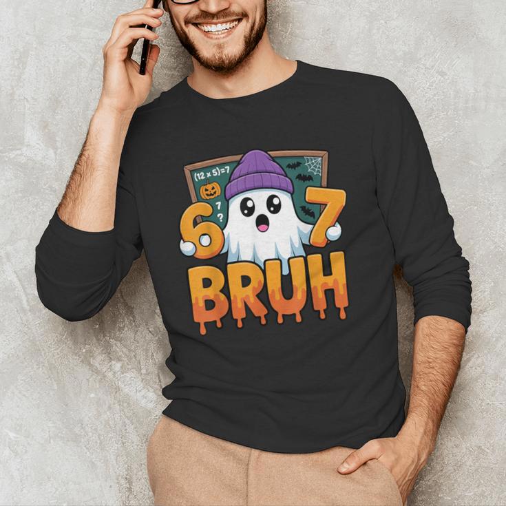 67 Teacher Ghost Six Seven Meme Math Equation Bruh Halloween Men's Long Sleeve T-Shirt, novelty gifts, funny gifts