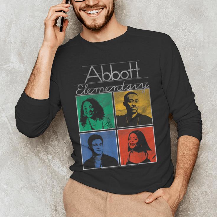 Abbott Elementary Colorful Pop Art Teachers TV Show Men's Long Sleeve T-Shirt, novelty gifts, funny gifts